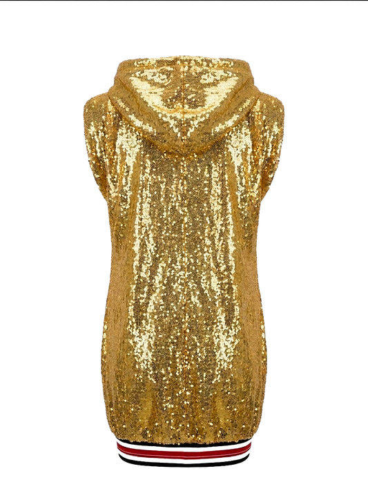 Cali gold - mini dress with sporty varsity streetwear