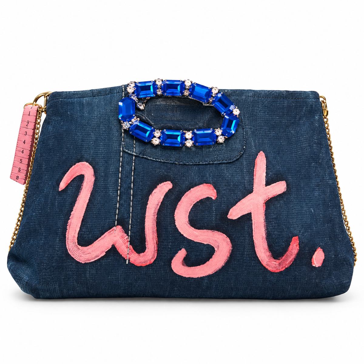 Pink Denim Clutch