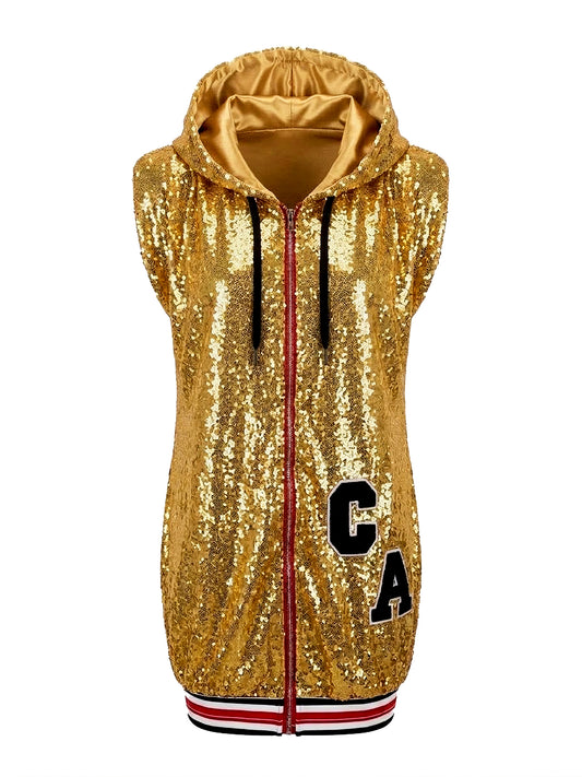 Cali gold - mini dress with sporty varsity streetwear